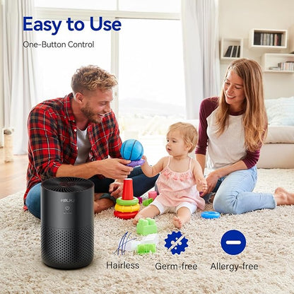 Air Purifiers for Home Bedroom,KQLKJ H13 True HEPA Air Purifier with Fragrance Sponge for Better Sleep, Pollen, Smoke, Dusts, Pets Dander, Odor, Small Air purifier for Office,Dorm Room(Black)