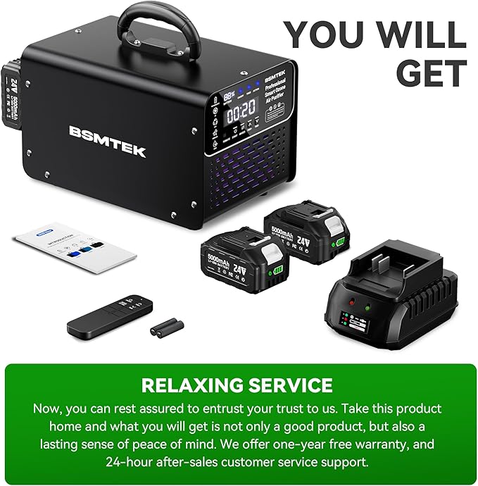 Cordless Ozone Generator - 1,000,000mg/h Professional Grade Covers 10000 Sq-Ft+, 2026 Upgraded Portable Deisgn with 2x 5000mAh Battery for 8-10 Hours Use, With Remote Control, Black