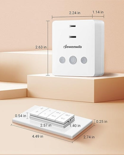 DEWENWILS Wireless Dimmer Plug for Indoor Home Lighting, Remote Control Dimmer Switch, 100FT Range, Plug-in Lamp Dimmer for Dimmable LED/Tungsten Bulbs, ETL Listed,White