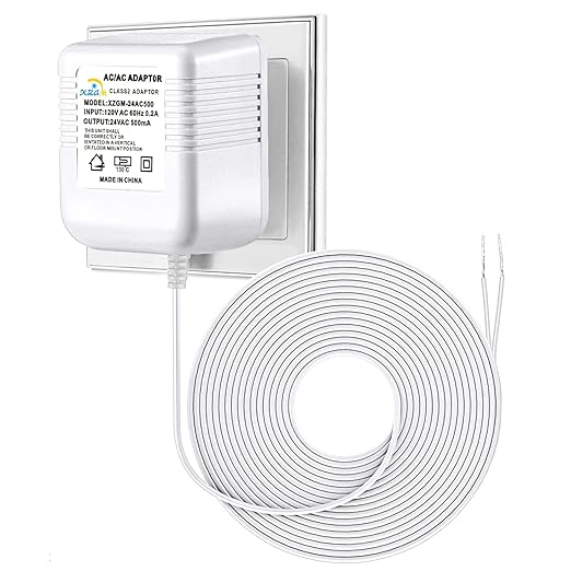 Doorbell Transformer 24V Adapter for Ring Video Doorbell Compatible with Nest Honeywell Ecobee Sensis Video Doorbells (16.4FT White, 12.0, Watts)