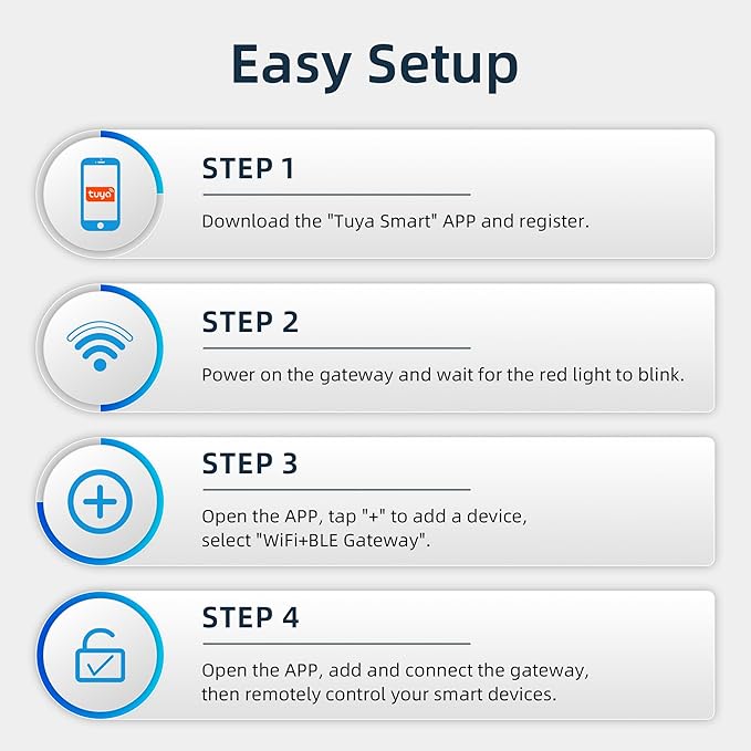 TUYA Smart Lock WiFi Gateway, G2 Hub for Smart Door Lock, Simple Installation Remote Control Zigbee Bridge & Bluetooth to WiFi Gateway for Tuya Devices