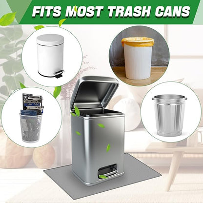 Tinideya Waterproof Trash Can Mat with Raised Edge Non Slip Under Garbage Mat Trash Can Pads Protective Silicone Rubber Tray for Kitchen to Avoid Spills Floor Scratches(Gray,11.8" X 18.9")