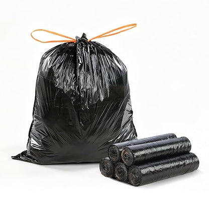 MUEE 5 Rolls Small Trash Bags with Drawstring,75 Count