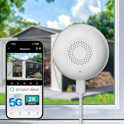 2K Window Security Camera, Color Night Vision, 5G & 2.4GHz Wi-Fi, AI Motion/Human Detection, Real-time Alarm, 2-Way Audio, Alerts, 24/7 Recording, Easy Install (1 Pack-2K)
