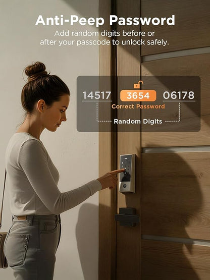 TCL Wi-Fi Smart Lock D2, Keyless Entry WiFi Door Lock with Key Fob, Built-in Doorbell, Touchscreen Keypad, App Remote Control, Easy Installation, No Bridge Required, Auto Lock (Brushed Nickel)