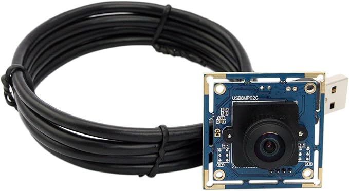 ELP 8mp USB Camera Wide Angle with 180degree Fisheye Lens 4K Embedded Webcam Board for Computer 2448P CMOS IMX179 UVC USB2.0 Video Industrial PC Camera for Machine Vision