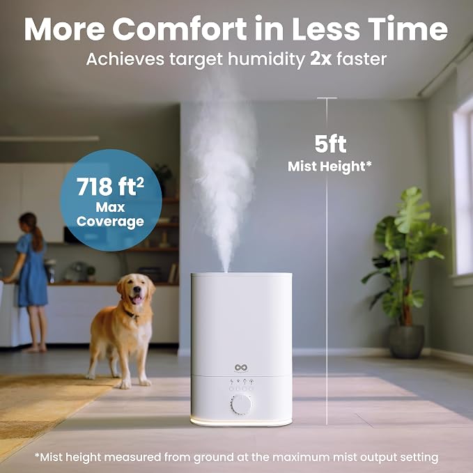 Everlasting Comfort 6L Humidifiers for Bedroom, Quiet 50HR Runtime No-Filter Supersized Cool Mist Humidifier Large Room for Whole House, Plants, Baby Nursery, Allergies, Dry Skin, Congestion, Indoor
