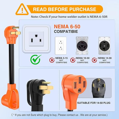 Nilight EV Charger Adapter Cord 50 Amp to 50Amp 10 Gauge 6-50P 14-50R