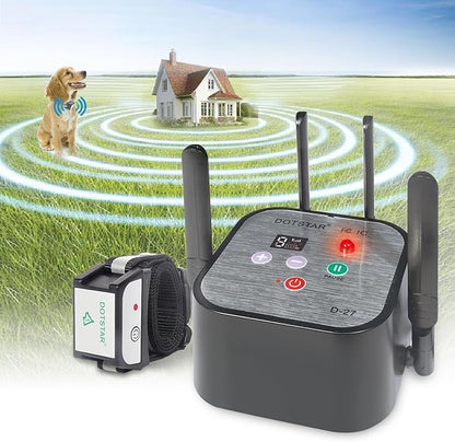 Dog Wireless Fence Pet 2026 Newest Intelligent Electric Containment System, Low Battery AI Smart Alarm Dog Out of Range Reminder, Display Receiver Battery Level, Waterproof Rechargeable Dog Fence