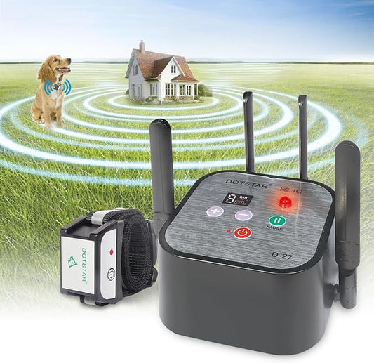 Dog Wireless Fence Pet 2026 Newest Intelligent Electric Containment System, Low Battery AI Smart Alarm Dog Out of Range Reminder, Display Receiver Battery Level, Waterproof Rechargeable Dog Fence