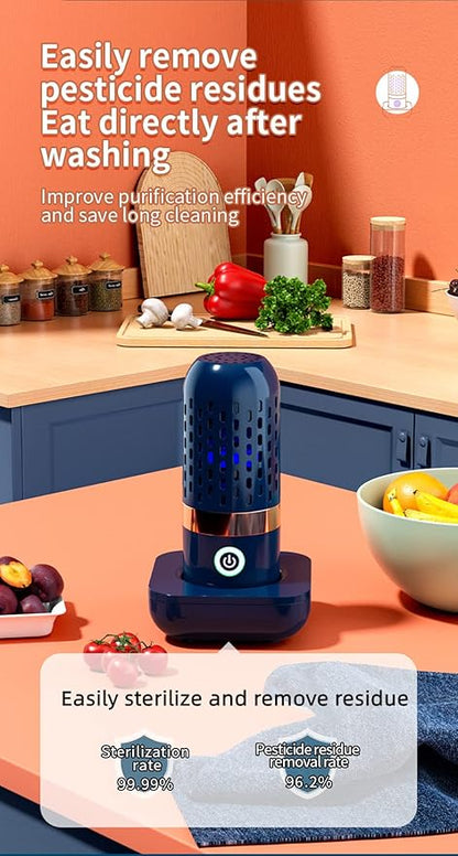 Fruit and Vegetable Washing Machine, Aqua Pure Fruit Cleaner Device, Fruit Purifier with OH-ion Purification Technology 250min Working Time Wireless Charging for Cleaning Fruit,Vegetable,Meat (Yellow)