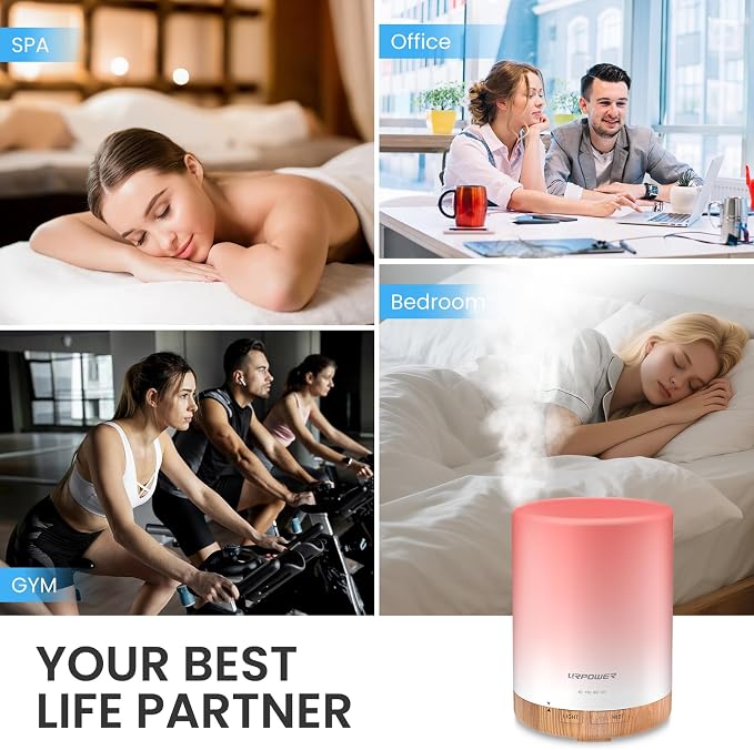 URPOWER 300mL Essential Oil Diffuser Ultrasonic Aromatherapy Diffuser