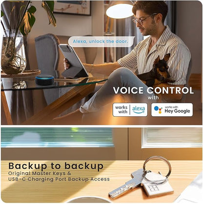 Lockly Secure Pro Smart Lock with Built-in Wi-Fi, Fingerprint Door Lock, Keyless Entry Digital Door Lock with PIN Genie Keypad (Satin Nickle)