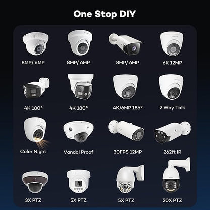 ONWOTE 4K 8MP 2 Way Audio PoE IP Security Camera, Vandal Proof IK10, 3840x2160 8 Megapixels, 134° Wide View, AI Human Vehicle Detection, Commercial Wired Camera for Business, Add-on to PoE NVR System