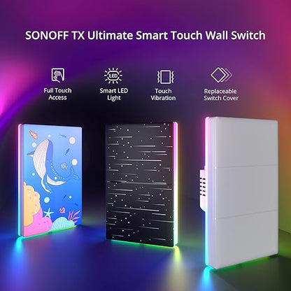 SONOFF Smart Light Switch, 2.4GHz WiFi Alexa Light Switch, Works with Alexa Google Home Brilliant Smart Switch, T5 1 Gang 1 Way Smart Touch Wall Switch, Neutral Wire Required Smart Life Light Switch