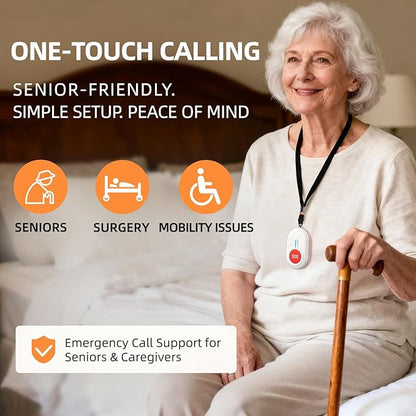 CallToU Caregiver Pager - Wireless Call Button for Elderly at Home, Portable Nurse Alert System with Vibration & Sound Alerts for Seniors and Disabled （ 2 Call Buttons + 3 receivers）