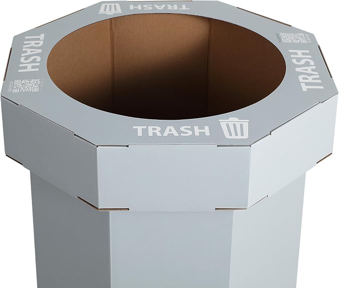 happimess Fleur 25 Gal Trash Can Bin, Fog Gray, Set of 2