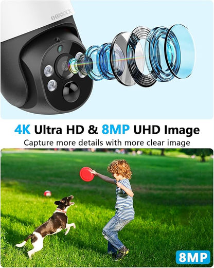(2026 New) 4K PoE Security Camera System with 8 Cameras (4 Bullet + 4 PTZ), 8CH NVR 3TB HDD, AI Human Detection, 2-Way Audio, Free App, No Monthly Fee