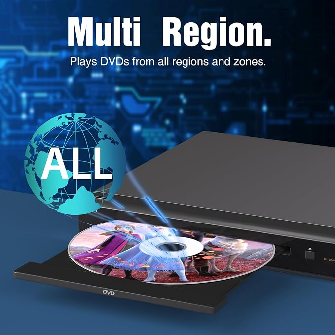MEGATEK Region-Free DVD Player for TV with HDMI & 1080P Upscaling