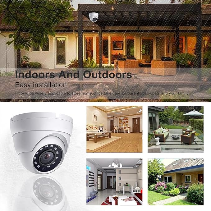 Real HD 2MP Dome TVI AHD CCTV Surveillance Security Camera, 2.8mm 100° Wide Viewing Angle, 1080P Dome Camera, 65ft Night Vision, Outdoor, Compatible with Analog TVI AHD CVI DVR, Full Metal Housing