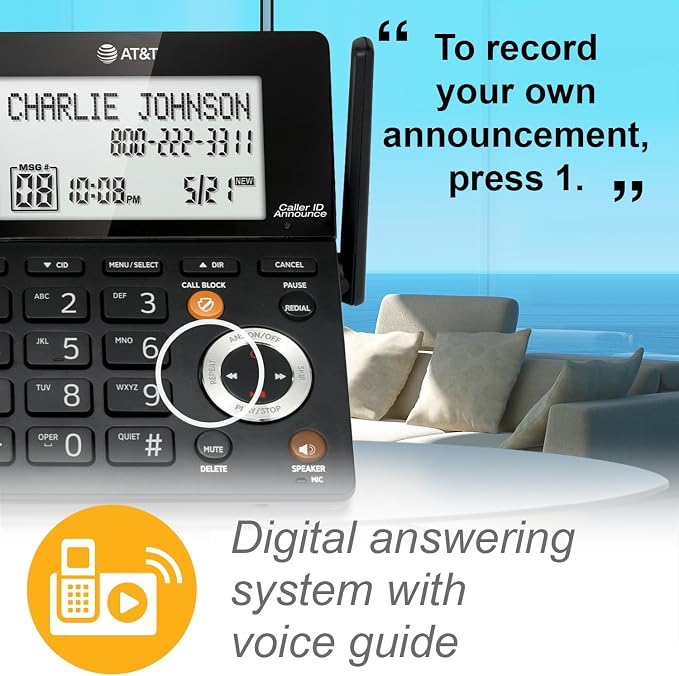 AT&T CL84307 Dect 6.0 Expandable Corded/Cordless Phone with Smart Call Blocker, Silver/Black with 3 Handsets (Pack of 2)