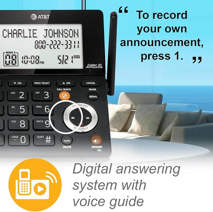 AT&T CL84307 Dect 6.0 Expandable Corded/Cordless Phone with Smart Call Blocker, Silver/Black with 3 Handsets (Pack of 2)