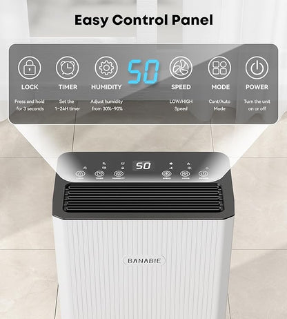 2500 Sq.Ft Dehumidifier for Basement, 32 Pint Dehumidifiers for Home with Drain Hose, Ultra Quiet 32dB, Smart Humidity Control, 24H Timer, Energy Efficient, Portable for Bedroom, Bathroom, RV