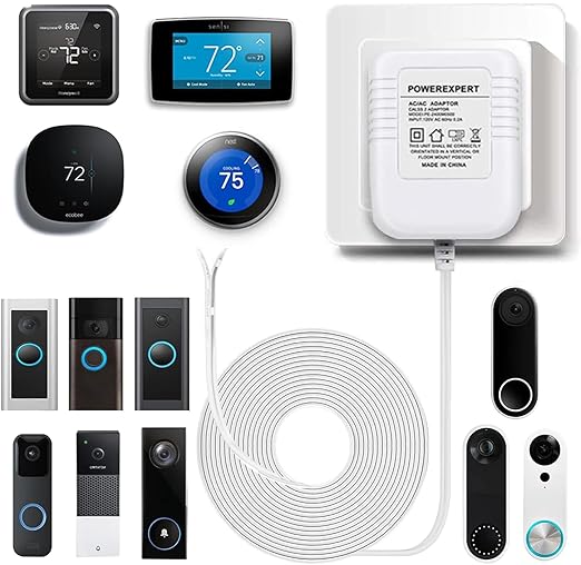 24V Transformer C Wire Adapter for Thermostat and All Versions of Ring Doorbell, Compatible with Nest 1st/2nd, Ecobee, Honeywell,Sensi, Sensi Smart WiFi Thermostat,Nest Hello Doorbell Supply