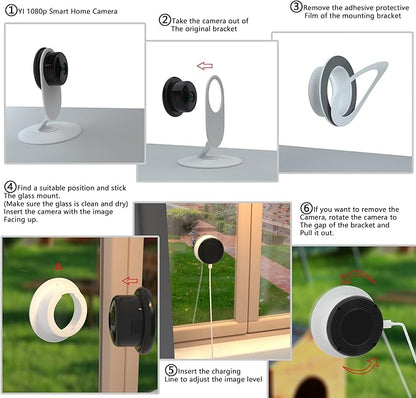 Teccle Window Mount for Yi Smart Home Camera, Through Window Use Yi Home Camera, No Indoor Reflections (2 Pack)