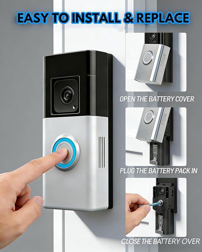 2-Pack 6040mAh Replacement Battery for Ring Video Doorbell 2/3/4/3 Plus, Rechargeable Battery with Dual Charging Station Compatible with Ring Stick Up Cam 2nd/3rd Gen, Spotlight Cam, Peephole Cam