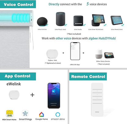 Changshade Smart Roller Shade with Remote Control Blackout Automatic Window Shades for Home Custom Size Motorized Blinds for Windows Work with Alexa,Google Home,Apple Homekit, Grey
