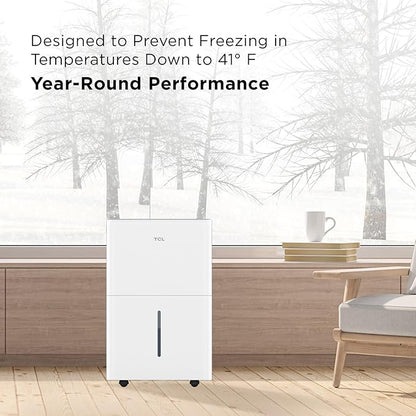 TCL 4,500 Sq. Ft. Smart Dehumidifier, Energy Star Most Efficient 2024, 50 Pints Per Day, Ideal for Basements, Rooms, and Other Living Spaces, Compatible with Alexa/Google Assistant – H50D44W
