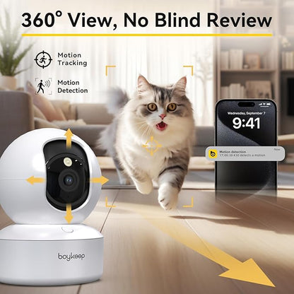 BoyKeep 2K Indoor Security Camera 5G/2.4GHz Wi-Fi Cameras for Baby/Elder/Dog/Pet Camera with Phone app, 2-Way Audio Baby Monitor Camera, Night Vision, Cloud & SD Card Storage