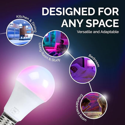 Flux WiFi Smart LED Light Bulb - Compatible with Alexa, Google Home Assistant & IFTTT - Smartphone Controlled Multicolored Color Changing Lights - Sunrise Wake Up Light & Dimmable Night Light