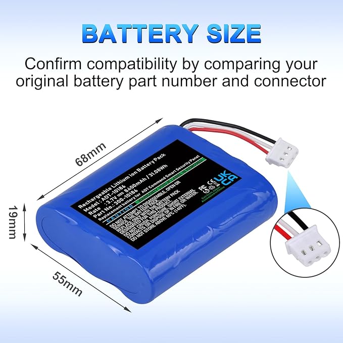 8400mAh 300-10186 Replacement Battery Compatible with ADT Command Smart Security Panel ADT5AIO-1 ADT5AIO-2 ADT5AIO-3 ADT7AIO-1