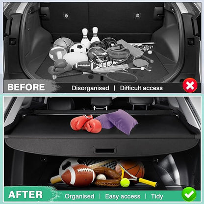 Powerty Cargo Cover for 2010-2014 2015 Toyota Prius 1.8L Accessories Trunk Cover Retractable Trunk Shielding Shade Cargo Luggage Cover Black（Not Fit Toyota Prius C and Toyota Prius V）