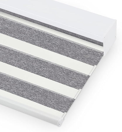 Bringnox Smart Motorized Zebra Roller Blinds - 100% Blackout, Remote Control, Works with HomeKit, Google Home & Alexa via Hub, Custom Size(100% Blackout White Stone-38)