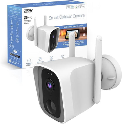 Feit Electric Outdoor Wireless Security Camera, 1080p HD, Motion Detection Alerts, Night Vision up to 30ft, Battery Powered, SD Card Storage, 2.4GHz WiFi, Mount with Magnetic Bracket