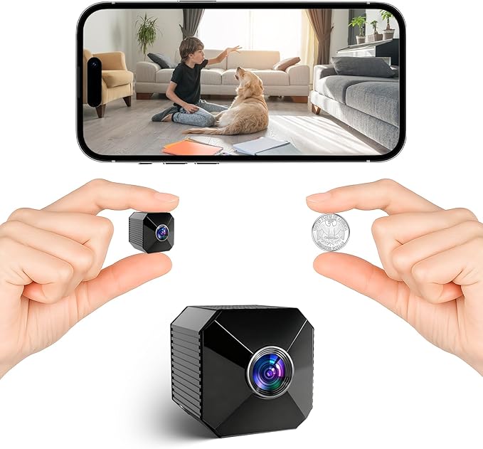 2026 Upgraded 4K Mini Wireless Security Camera, 6H Battery – Small Wireless Indoor Nanny Cam with No-Glow Night Vision, Motion Alerts, Home/Office Security Camera with Dual Storage