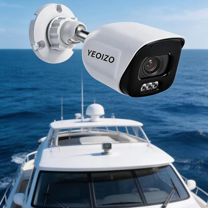 YEOIZO Marine Analog Camera, Night Vision Security Camera for Yacht, Ultra-Low Light Night Sailing Camera for Boat