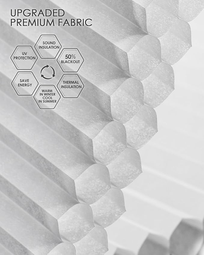 Yoolax Motorized Cellular Shades Compatible with Alexa, Light Filtering Motorized Blinds with Remote Smart Honeycomb Shades for Indoor Windows, Automatic Blinds Custom Size (Light Gray)