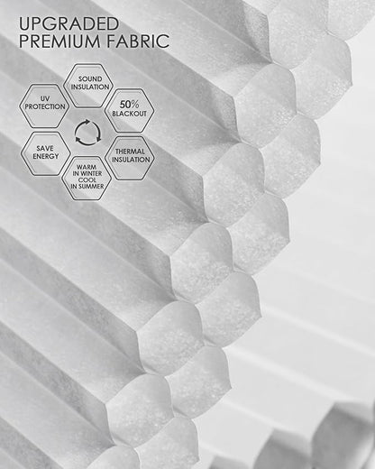Yoolax Motorized Cellular Shades Compatible with Alexa, Light Filtering Motorized Blinds with Remote Smart Honeycomb Shades for Indoor Windows, Automatic Blinds Custom Size (Light Gray)
