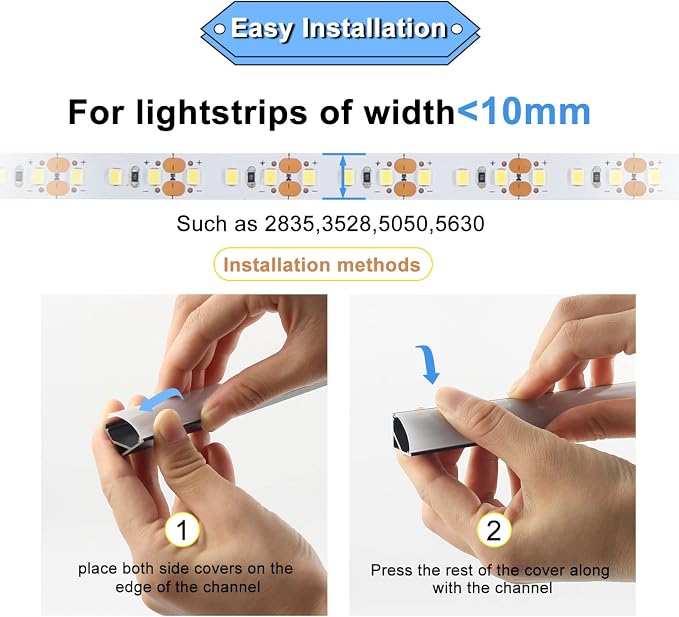 VST 10pack 3.3ft LED Channel, V Shape Diffuser, Aluminum Channel System with Milky Cover, End Caps and Mounting Clips, Aluminum Profile for LED Strip Light Very Easy Installation