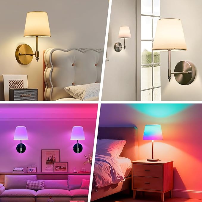 Rechargeable Light Bulb with Remote and Timer Rechargeable Magnetic Bulbs for Sconces and Lamps E26 Battery Light Bulb 3 Color Temperatures,15 RGB Colors,2 Pack