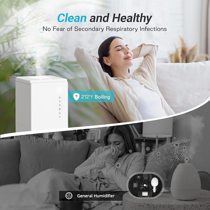 Livatro 6L Stainless Steel Humidifier for bedroom with Warm Mist Steam