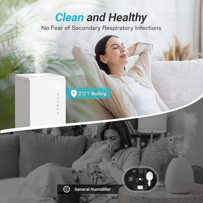 Livatro 6L Stainless Steel Humidifier for bedroom with Warm Mist Steam