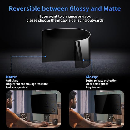 2 Pack- 24 Inch Curved Computer Privacy Screen Filter for 16:10 Widescreen Computer Monitor Computer Screen Protector Computer Screen Privacy Shield Anti Glare and Blue Light