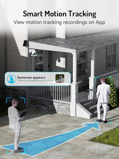 blurams 2Pack Solar Outdoor Camera Wireless, 2K 360° PTZ Security Cameras Wireless Outdoor with Human Auto Tracking, IR/Color Night Vision, Battery Powered, 2.4GHz Only