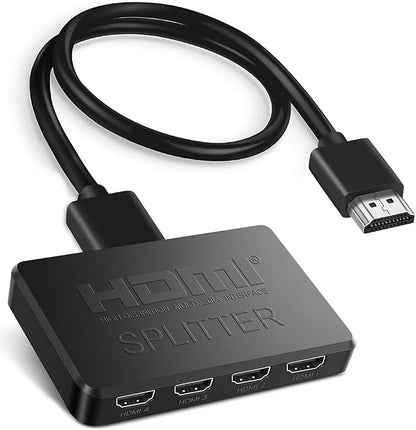 avedio links 4K HDMI Splitter 1 in 4 Out with Hdmi 2.0 Cable, HDMI Video Distributor 1X4 Mirror Duplicate 1 Source to 4 Displays (Only Mirror, Not for Extended), Support 1080P@60Hz, 3D, PS5, HDTV