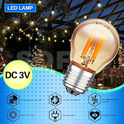 SOFOC G45G LED Bulb 3V DC E27 Base Outdoor Barn Light Warm Yellow 2200K Classic 4W Low Voltage Light 360LM High Color Rendering Vintage Edison Style Bulb No Dimmable 1Pcs
